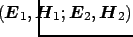 $\displaystyle \hspace{-1.0cm}
(\boldsymbol {E}_1, \boldsymbol {H}_1; \boldsymbol {E}_2, \boldsymbol {H}_2)$