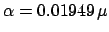 $ \alpha = 0.01949\,\mu$