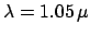 $ \lambda=1.05\,\mu$